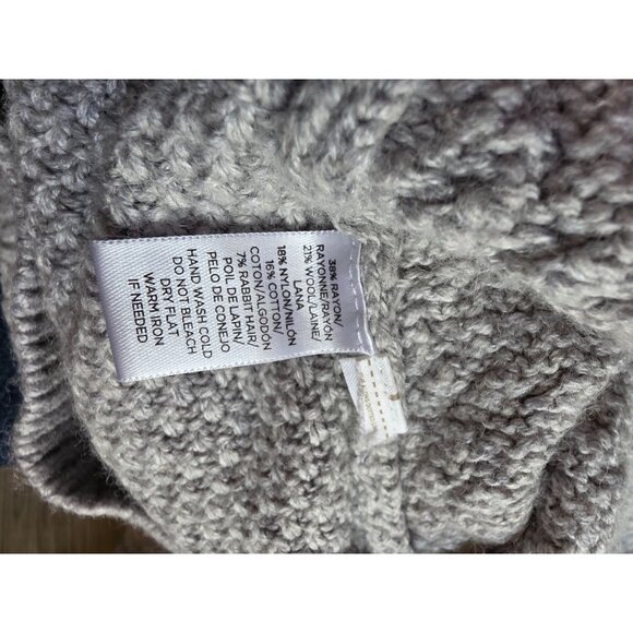 Loft Womens Cable Knit Sweater L Cotton & Wool Blend Gray - Picture 5 of 7